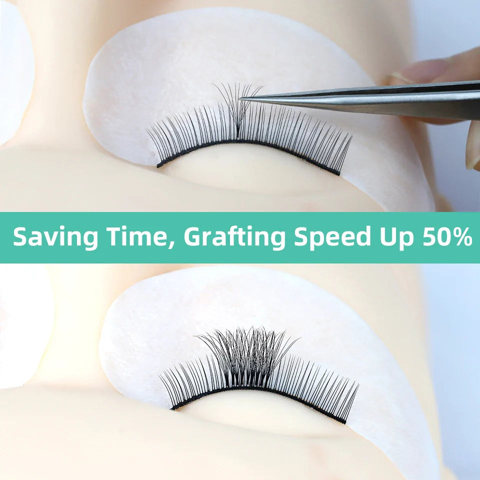 AGUUD 10-Tray Premade Volume Lashes – Super Fans with Needle Stem & Narrow Base for Eyelash Extensions