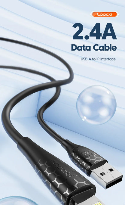 Toocki 2.4A Lightning Cable – Fast Charging USB Cord for iPhone 14/13/12/11 Pro Max, iPad, 8/7 Plus