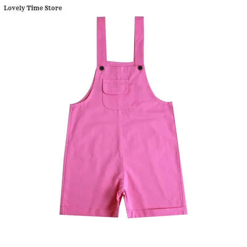 Kids Hip Hop Candy Color Overalls – Girls & Boys Suspender Shorts Jumpsuit Romper Streetwear