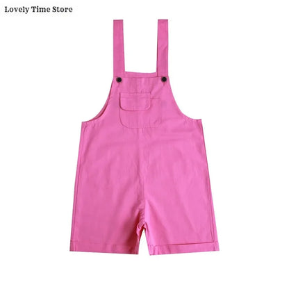 Kids Hip Hop Candy Color Overalls – Girls & Boys Suspender Shorts Jumpsuit Romper Streetwear