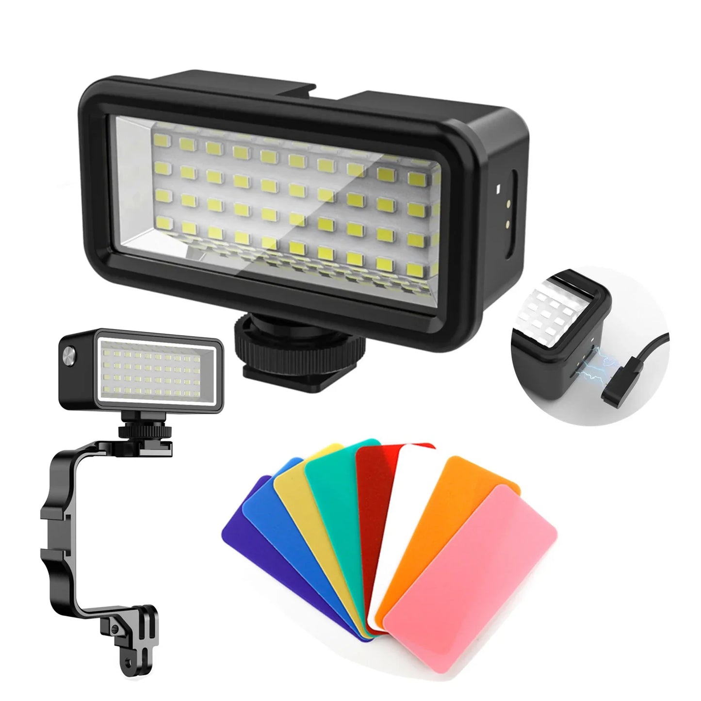 Waterproof LED Diving Fill Light — Compatible with GoPro Hero 12, 11, 10, 9 & DJI Action 3 Cameras, 40M Underwater Video Lamp