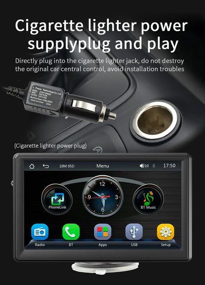 BQCC 7" HD IPS Car MP5 Player — Portable Stereo with Wireless CarPlay, Android Auto, BT, FM, USB & WiFi