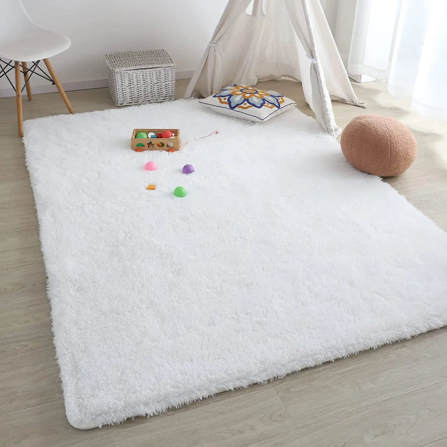 Plush Fluffy Area Rug – Soft Modern Carpet for Living Room, Sofa, Kids Bedroom, Playroom, Perfect Christmas Gift