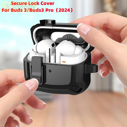 Military-Grade Shockproof Case for Samsung Galaxy Buds 3/3 Pro – Secure Lock Protective Cover for Men