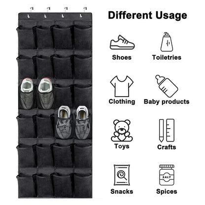 Over The Door Shoe Organizer - 12/24 Grid Large Mesh Pocket Hanging Rack for Closet Storage & Shoe Holder