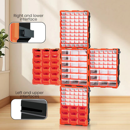 AIRAJ 18in Plastic Drawer Storage Cabinet – 18/39/60 Drawer Organizer for Garage, Beads, LEGO, and Makeup Storage