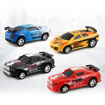 Coke Can Mini RC Car — Battery-Operated Plastic Remote Control Racing Vehicle with Roadblocks, Micro Racing Toy for Kids & Boys