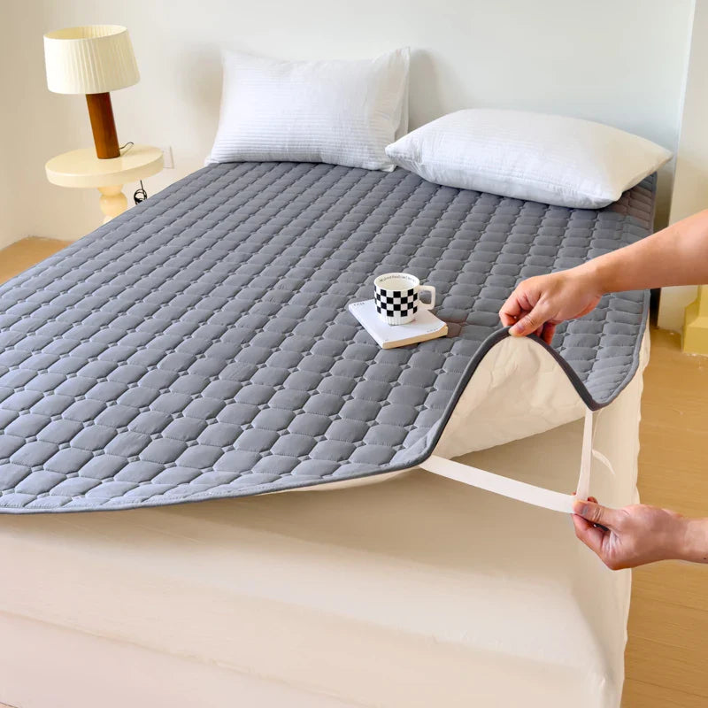 Waterproof Quilted Mattress Protector — Thickened, Breathable Topper for Single & Double Beds