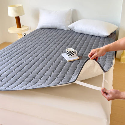 Waterproof Quilted Mattress Protector — Thickened, Breathable Topper for Single & Double Beds
