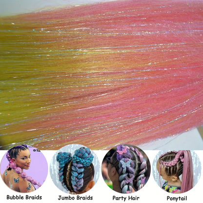Purple, Pink & White Ombre Straight Braids – Hair Tinsel Festival Rave Extensions for Girls, Crazy Hair Day Braids