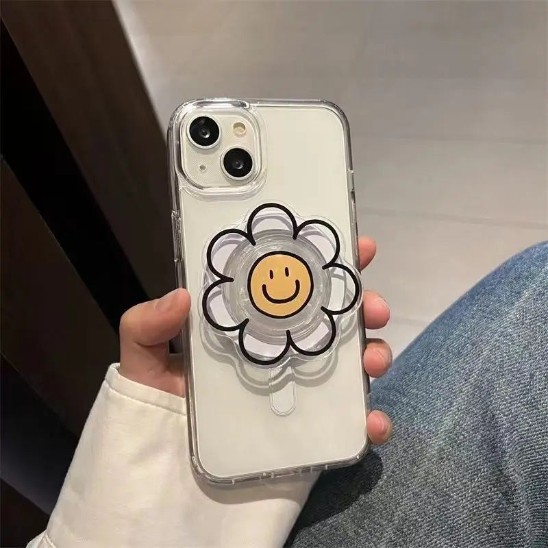 Korean Smile Flower MagSafe Magnetic Phone Grip & Stand – Universal Smart Tok Holder