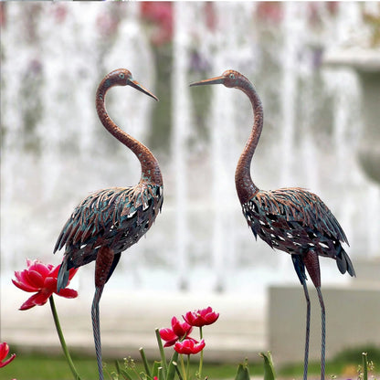 Metal Heron Garden Statue - Tall Crane Bird Sculpture for Patio, Lawn & Outdoor Decor