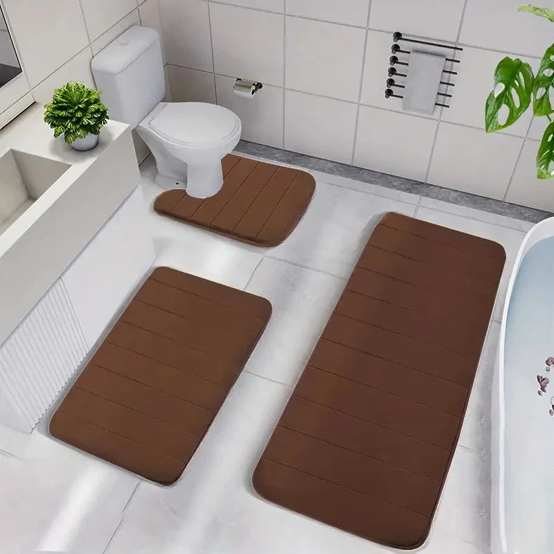 Coral Velvet Bathroom Mat - Anti-Skid Absorbent Toilet & Bathtub Floor Mat, Entrance Rug