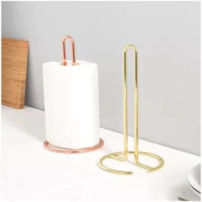 Metal Paper Towel Holder Stand – Modern Minimalist Countertop Dispenser, Elegant Gold & Rose Gold Finish for Kitchen & Dining Table