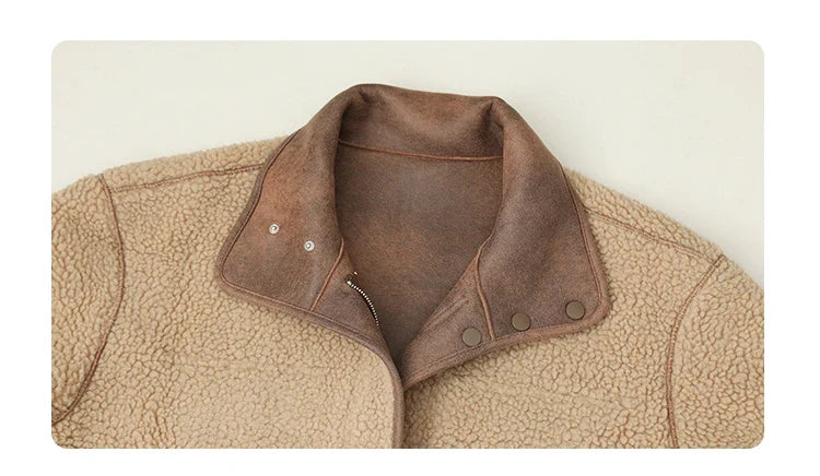 CHIC VEN Women's Reversible Jacket – Thick Suede, Motorcycle Style, Loose Fit Winter & Autumn Outerwear 2023