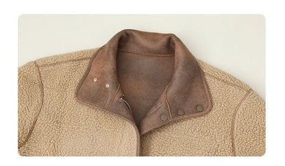 CHIC VEN Women's Reversible Jacket – Thick Suede, Motorcycle Style, Loose Fit Winter & Autumn Outerwear 2023