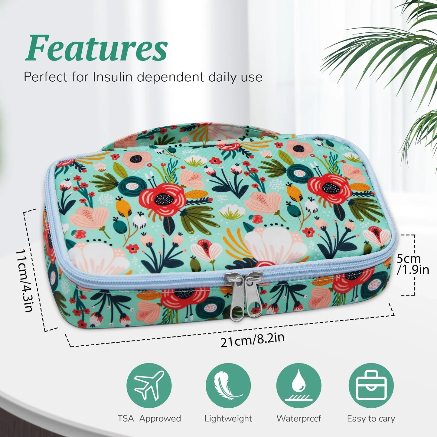 Large Portable Insulin Cooler Bag – Lightweight Durable Travel Cooler for Outdoor Camping and Travel