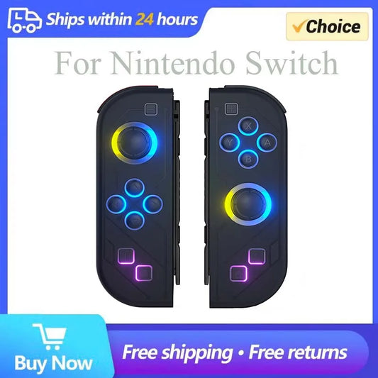 BT 5.2 Wireless Switch Joy Controller — L/R RGB LED Gamepad for Nintendo Switch/OLED/Lite with Dual Vibration & 6-Axis