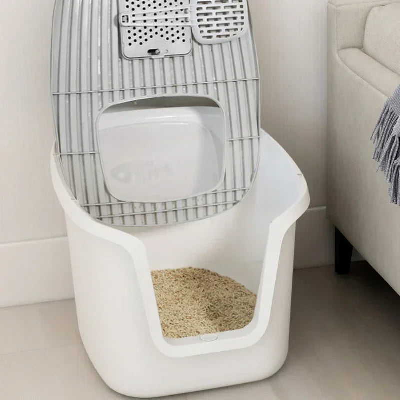 High-Value Super Large Cat Litter Box – Multi-Directional Access Cat Toilet with Lift Cover and Easy-Clean Design