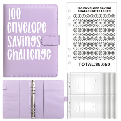 100 Envelope Challenge Binder – Savings Challenge Loose-Leaf Budget Binder with Cash Envelopes, Money Organizer System