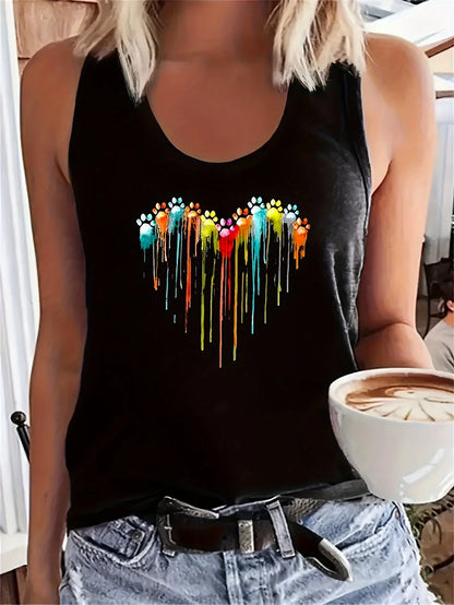 Women’s Summer Dream Catcher Printed Vest Top – Loose Fit Mesh Sleeveless Casual T-Shirt for Comfortable Wear