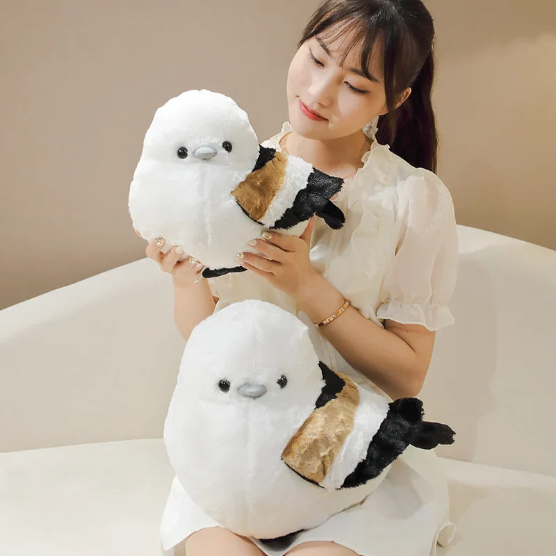Cartoon Long-Tailed Tit Plush Toy – Cute Round Bird Stuffed Animal for Kids, Girls & Boys Gifts