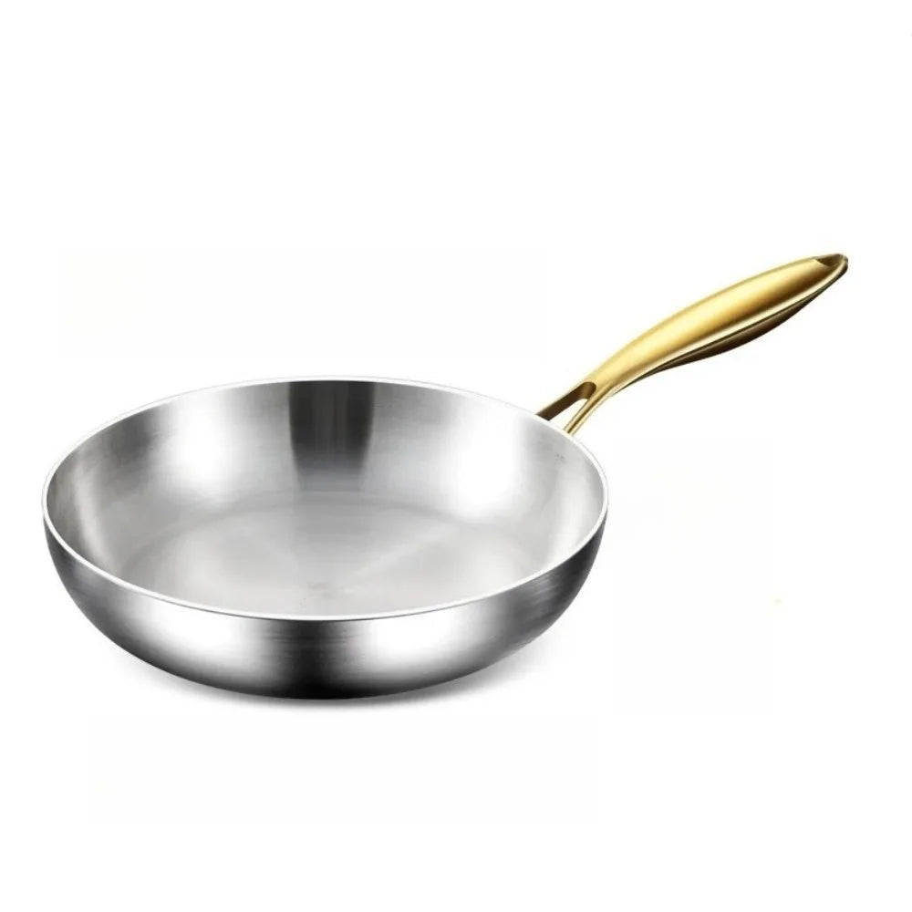 316 Stainless Steel Frying Pan – Uncoated Non-Stick Cooking Pot for Gas & Induction Stoves
