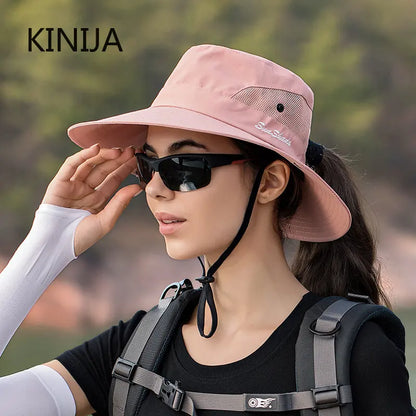 Stylish Women's Waterproof Fisherman Hat: Large Brim Bucket Cap for Outdoor Travel, Fishing, Climbing, and Hiking - Fashionable Sun Protection