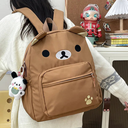 Rilakkuma Anime Backpack — Cute Relax Bear School Bag for Women, Girls & Boys, Outdoor Travel Rucksack Gift