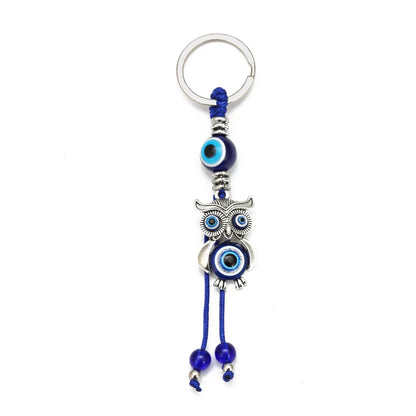 Lucky Eye Fatima Hand Keychain – Alloy Tree of Life Elephant Owl Blue Turkish Evil Eye Car Keyring Jewelry for Men & Women Gift
