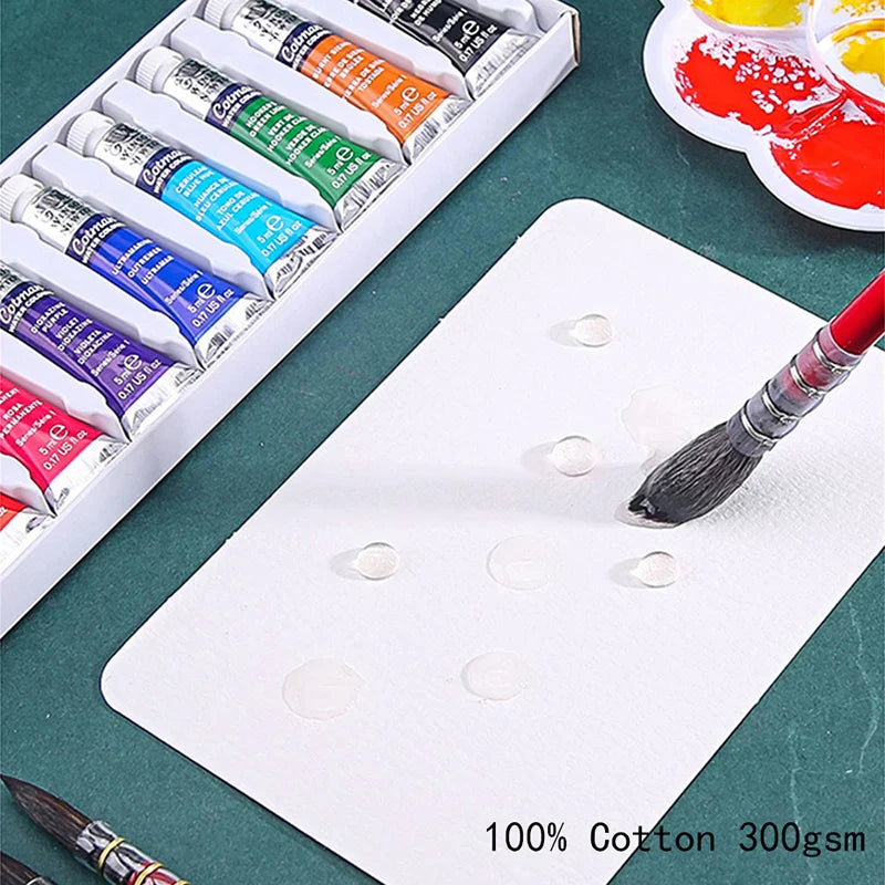 Potentate A6 Watercolor Postcard Book – 300gsm Rough Cotton Paper in Tin Box for Travel Sketching & Art