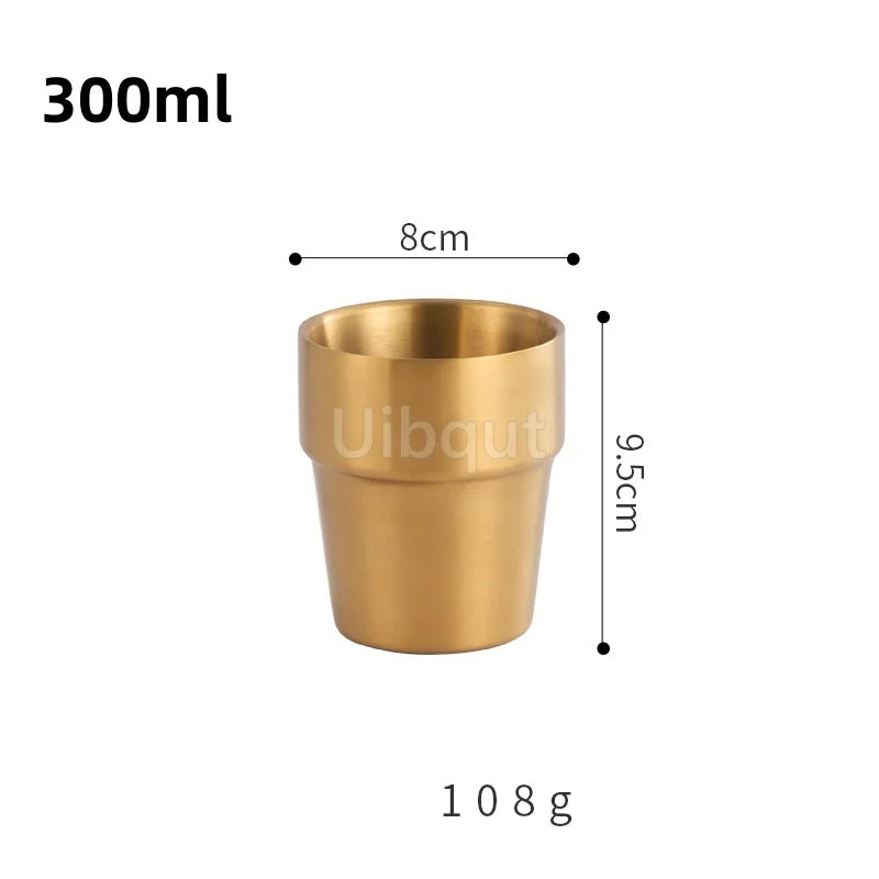 Double-Layer Stainless Steel Scald-Proof Tea & Coffee Mug – Hot Wine Cup Drinkware for Home, Restaurant & Kindergarten Use