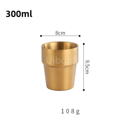 Double-Layer Stainless Steel Scald-Proof Tea & Coffee Mug – Hot Wine Cup Drinkware for Home, Restaurant & Kindergarten Use