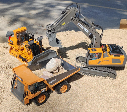 4WD RC Excavator Alloy Dump Truck Bulldozer | Remote Control Construction Vehicle Toy for Kids