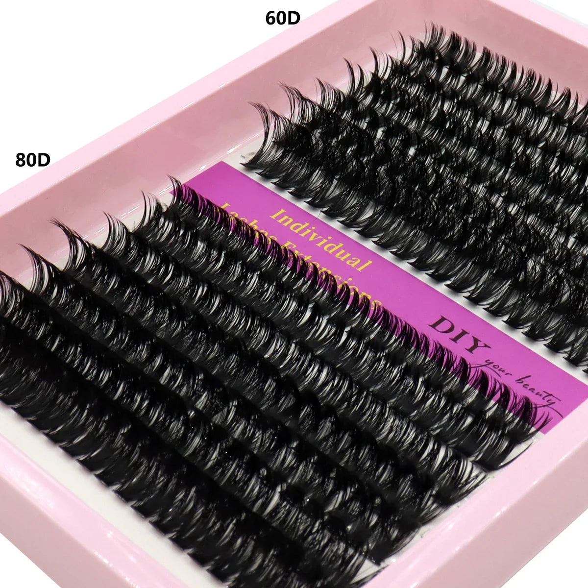 40D–100D Segmented Tufted Eyelashes – 14 Rows Mixed 10–16mm Black Matte DIY Grafted False Eyelash Extensions for Volume Makeup Look