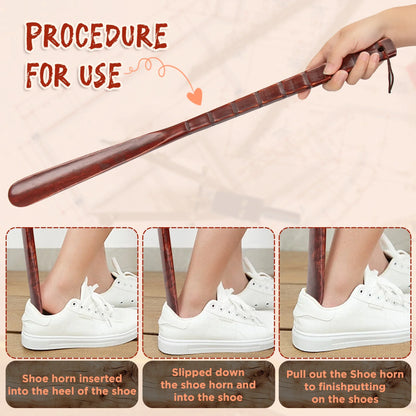 54cm Professional Wooden Shoe Horn – Durable Long Handle Shoehorn, Flexible Shoe Lifter for Seniors, Home Tool