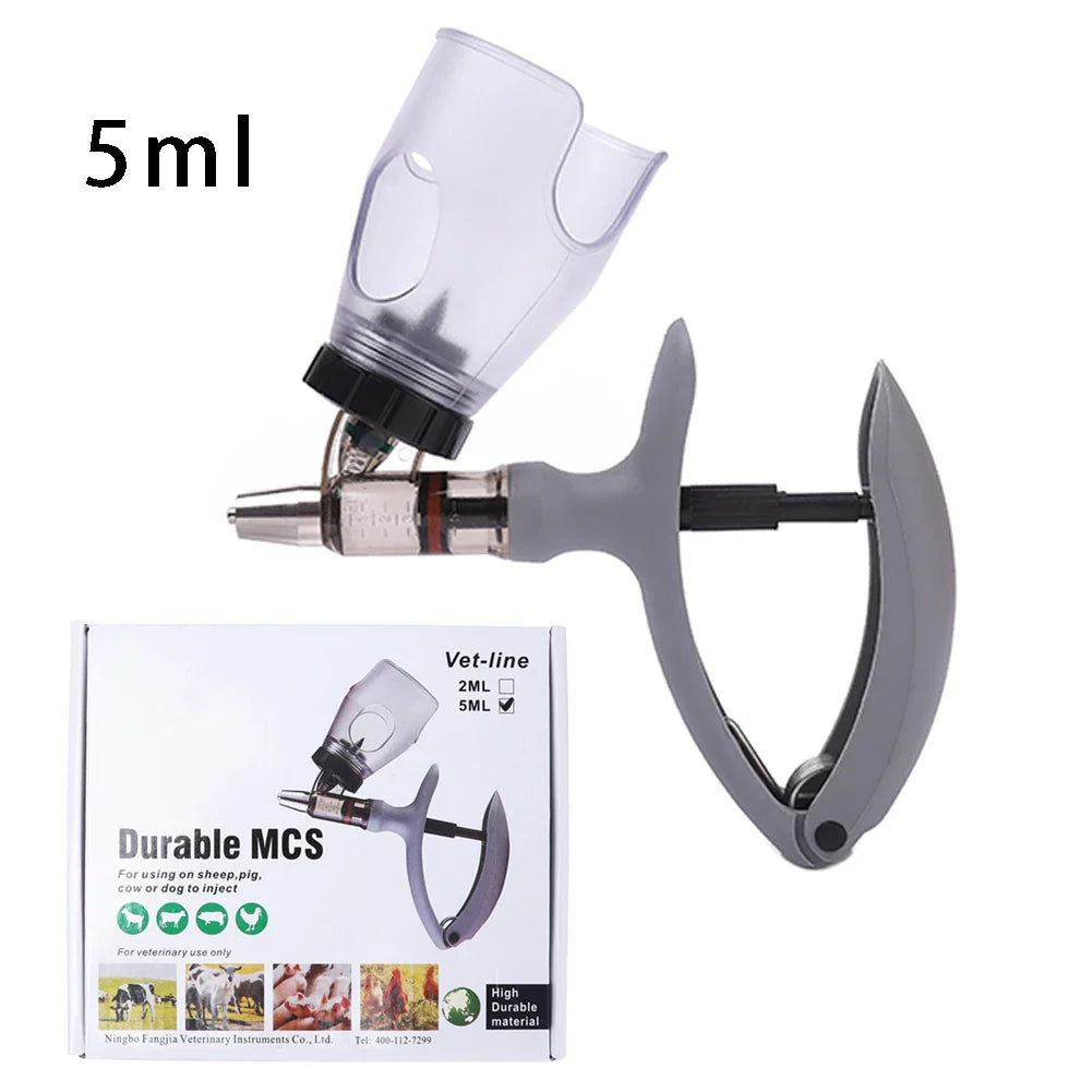 2ml/5ml Poultry Automatic Syringe — Adjustable Continuous Vaccine Injector for Veterinary Use