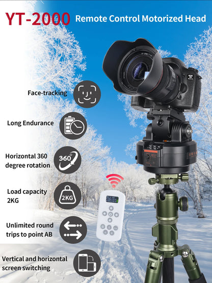 ZIFON YT2000 Remote Motorized PTZ - AI Face Recognition, 360° Horizontal Rotation for Camera, Smartphone & Action Camera Live Stream