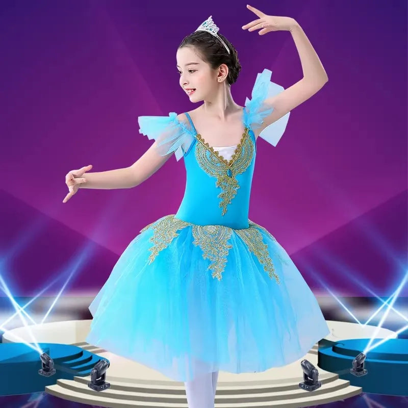Girls Princess Ballet Tutu Dress - Elegant Stage Performance and Party Dance Costume