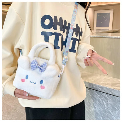Sanrio Kawaii Plush Handbag – Kuromi, Cinnamoroll, My Melody Cartoon Anime Cosmetic & Travel Storage Bag for Women & Girls – Perfect Gift