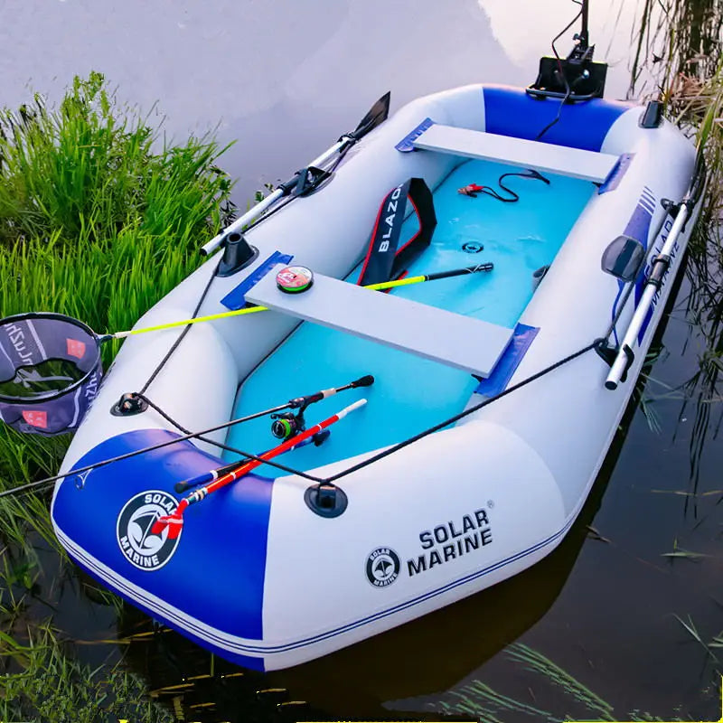 1.75~3.3m Inflatable Boat with Electric Motor – Fishing, Drift Canoeing & River Water Sports for 1-5 Persons
