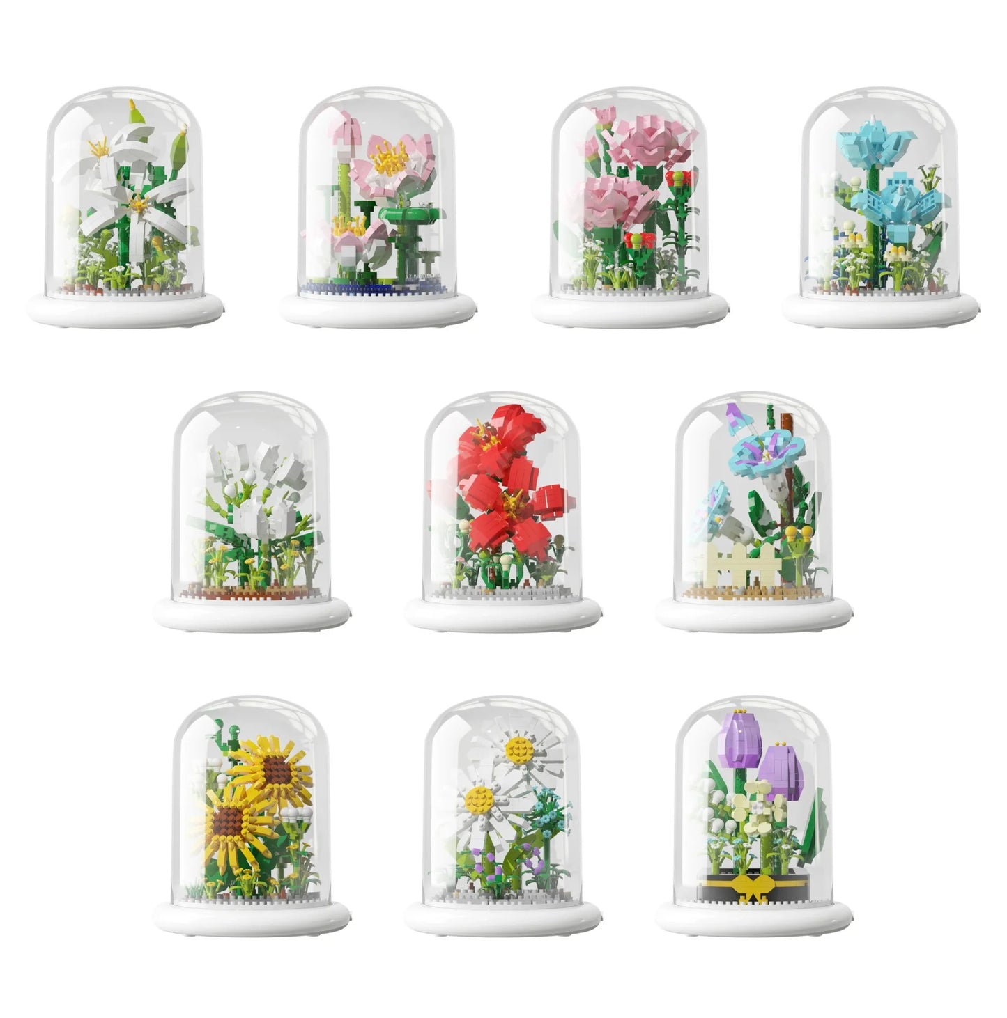 Eternal Block Flower Assembly Bouquet - Unique Desktop Decoration Toy for Children's Puzzle Fun