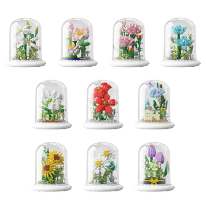 Eternal Block Flower Assembly Bouquet - Unique Desktop Decoration Toy for Children's Puzzle Fun