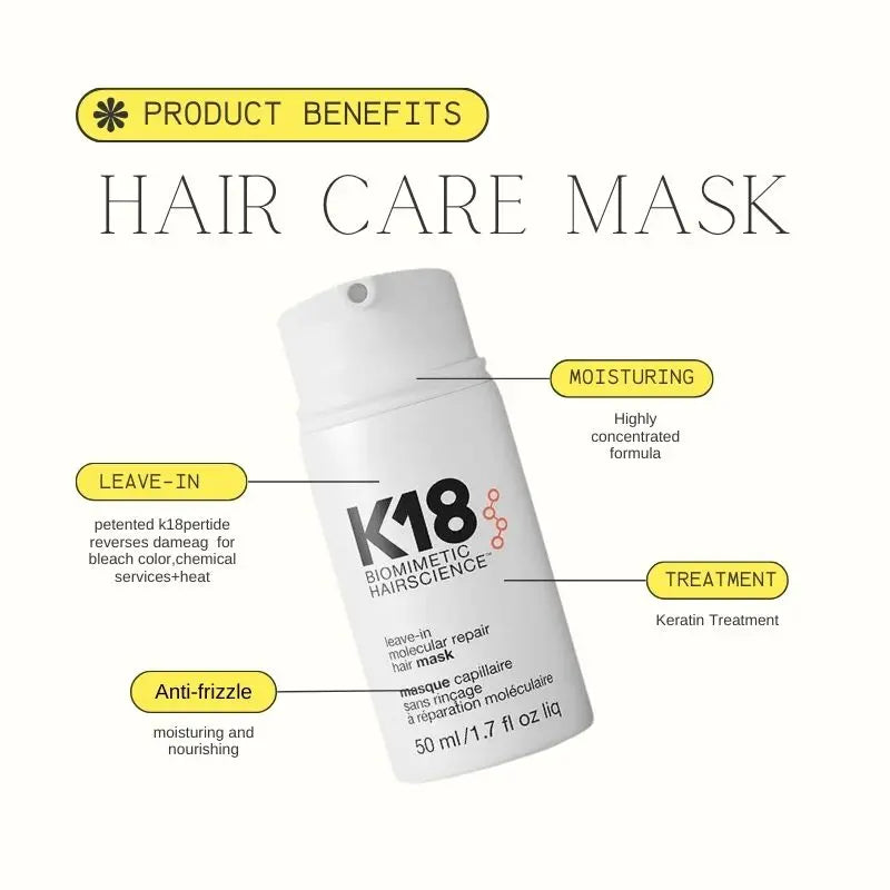 K18 Leave-In Molecular Hair Mask – Deep Keratin Repair Treatment for Softening & Restoring Damaged Hair (1/5 pcs)