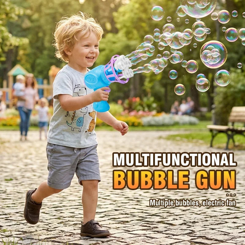 Kids Bubble Gun Toy - Automatic Soap Bubble Blower for Outdoor Play & Parties