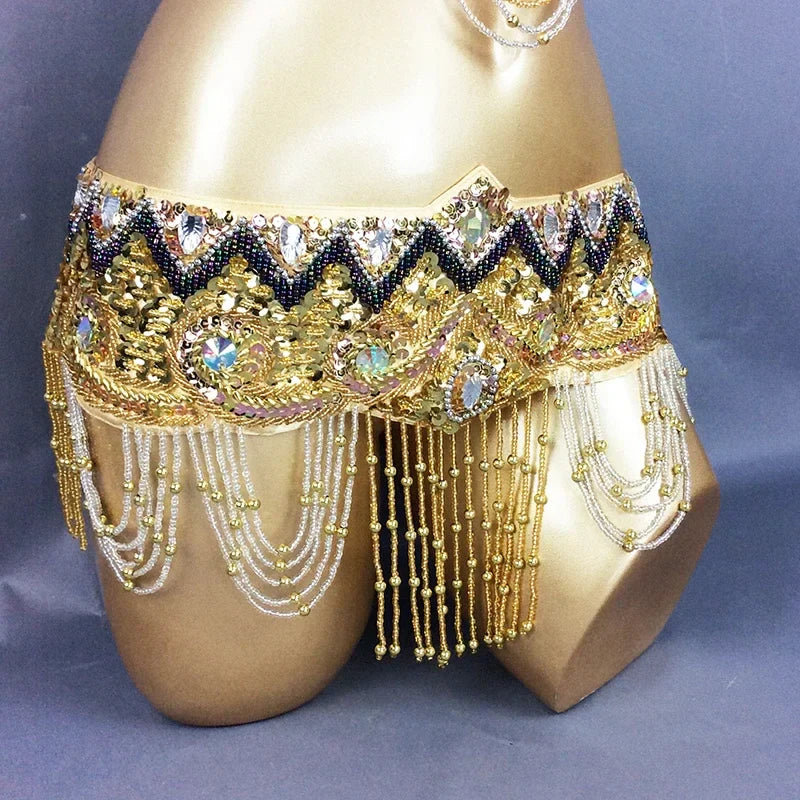 Sexy Belly Dance Costume Set for Women – 2-Piece Bra & Belt Outfit for Sizes 34D/DD,36D/DD,38/D/DDD,40B/C/D,42D/DD