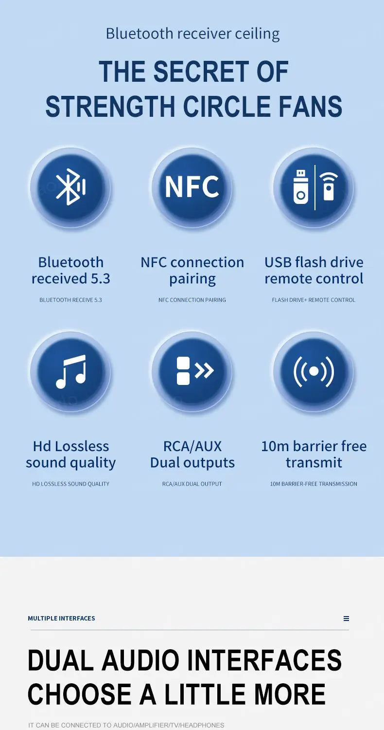NFC Bluetooth 5.3 Audio Receiver – 3.5mm AUX, RCA Stereo, Lossless HIFI Music Wireless Adapter with USB U-Disk Play & Remote Control