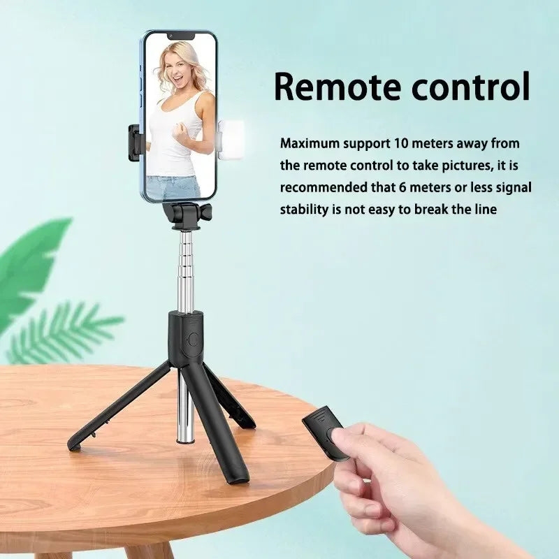 Extendable Bluetooth Selfie Stick Tripod – 700mm Telescopic Portable Phone Stand with Remote for Travel