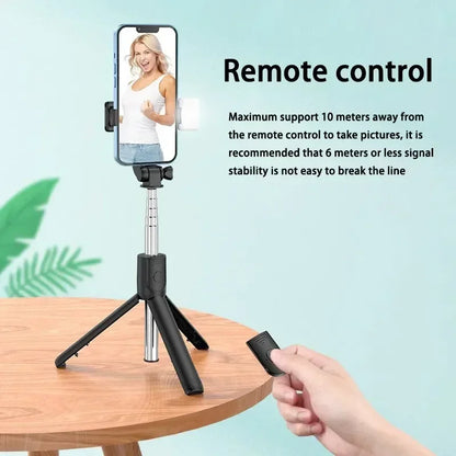 Extendable Bluetooth Selfie Stick Tripod – 700mm Telescopic Portable Phone Stand with Remote for Travel