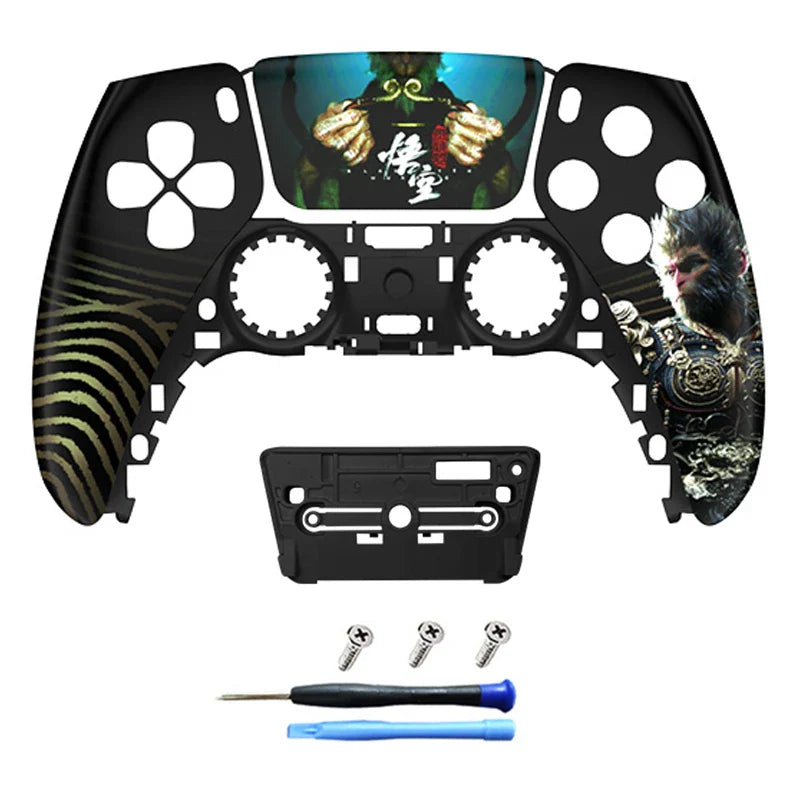 PS5 Controller Case — Limited Edition Gold Wukong Touchpad Front & Backplate Replacement Cover for BDM-010 Gamepad